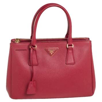 Pre Owned Prada Red Saffiano Lux Leather Small Galleria Tote