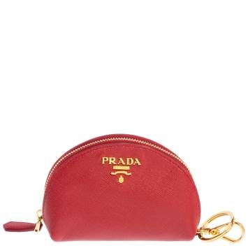 Pre Owned Prada Red Saffiano Leather Coin Purse