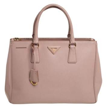 Pre Owned Prada Dusty Pink Saffiano Lux Leather Medium Galleria Tote