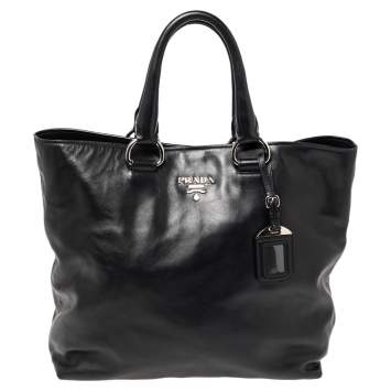 Pre Owned Prada Black Leather Tote
