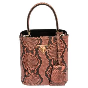 Pre Owned Prada Pink Python Small Panier Top Handle Bag