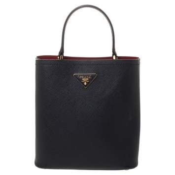 Pre Owned Prada Black Saffiano Leather Panier Top Handle Bag