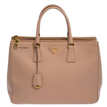 Pre Owned Prada  Cameo Saffiano Lux Leather Large Galleria Tote