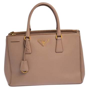 Pre Owned Prada Dusty Pink Saffiano Lux Leather Medium Galleria Tote