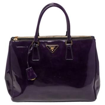 Pre Owned Prada Purple Spazzolato Leather Large Galleria Tote