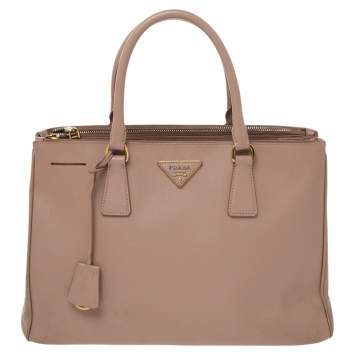 Pre Owned Prada Dusty Pink Saffiano Lux Leather Medium Galleria Tote