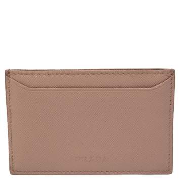 Pre Owned Prada Beige Saffiano Lux Leather Card Holder