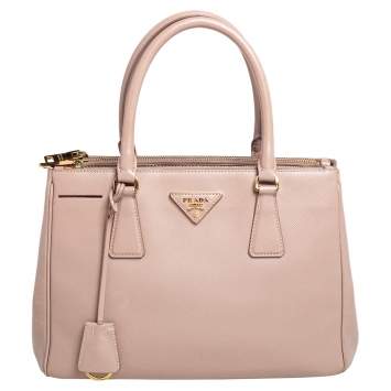 Pre Owned Prada Beige Saffiano Lux Leather Small Galleria Tote