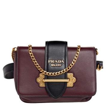 مملوكة مسبقًا Prada Burgundy /Black Leather Cahier Belt Bag