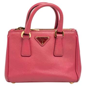Pre Owned Prada Pink Saffiano Leather Galleria Tote