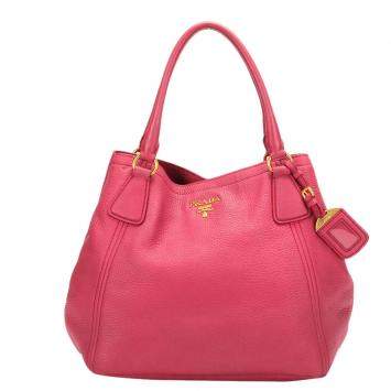 Pre Owned Prada Pink Leather Vitello Daino Hobo Bag