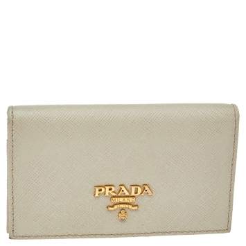 Pre Owned Prada Cera Saffiano Metal Leather Card Holder