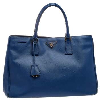 Pre Owned Prada Blue Saffiano Leather Tote