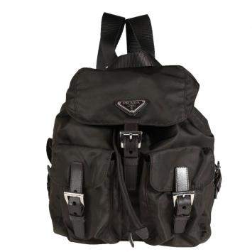 Pre Owned Prada Olive/Brown Tessuto Nylon Leather Vela Backpack