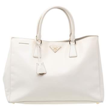 Pre Owned Prada White Saffiano Lux Leather Large Galleria Tote