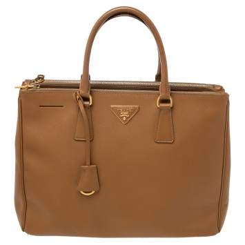 Pre Owned Prada Tan Saffiano Lux Leather Large Galleria Tote