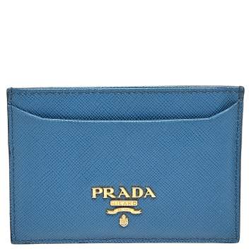 Pre Owned Prada Navy Blue Saffiano Leather Card Holder