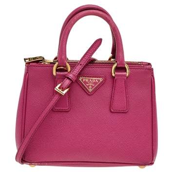 Pre Owned Prada Pink Saffiano Lux Leather Mini Galleria Tote