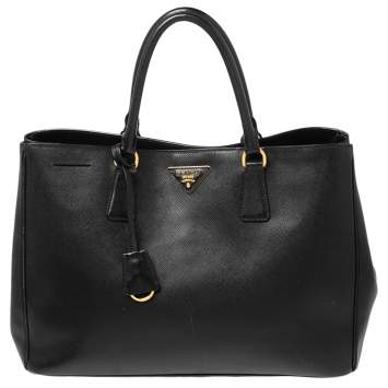 Pre Owned Prada Black Saffiano Lux Leather Large Galleria Tote