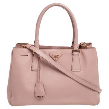 Pre Owned Prada Pink Saffiano Lux Leather Medium Galleria Tote