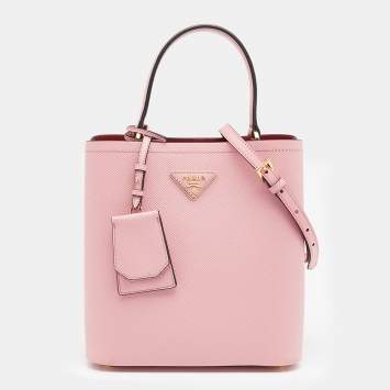 Pre Owned Prada Pink Saffiano Leather Panier Top Handle Bag