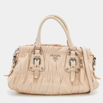 Pre Owned Prada Cream Leather Gaufre Satchel