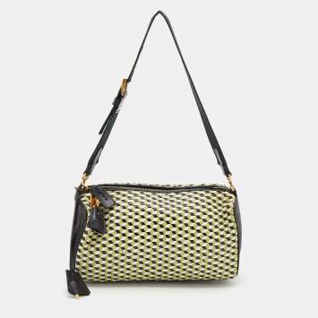 Pre Owned Prada Multicolor Woven Leather Shoulder Bag