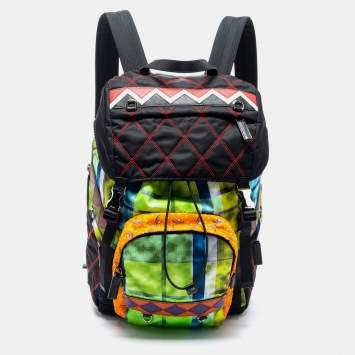 Pre Owned Prada Multicolor Printed Nylon Backpack