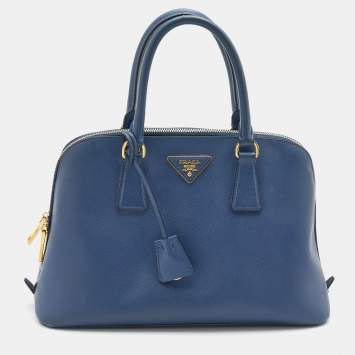 Pre Owned Prada Blue Saffiano Leather Medium Promenade Satchel