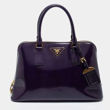 Pre Owned Prada Purple Patent Leather Medium Promenade Satchel