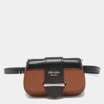 مملوكة مسبقًا Prada Brown/Black Leather Sidonie Belt Bag
