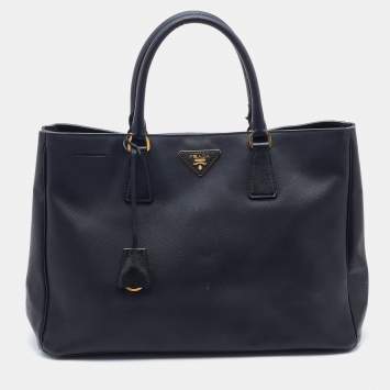 Pre Owned Prada Black Saffiano Leather Large Gardener's Tote