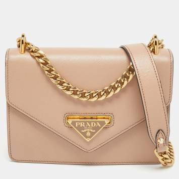 Pre Owned Prada Pink Leather Flip Lock Chain Shoulder Bag