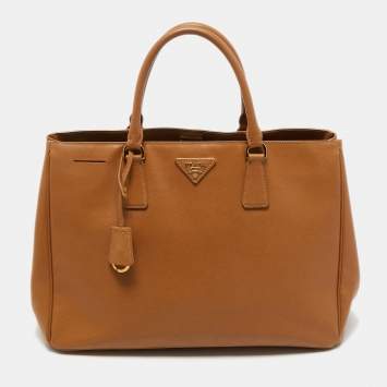 Pre Owned Prada Tan Saffiano Lux Leather Large Gardener's Tote