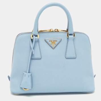 Pre Owned Prada Blue Saffiano Lux Leather Small Promenade Satchel