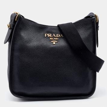 Prada Black Vitello Daino Leather Shoulder Bag