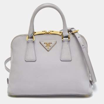 Pre Owned Prada Lilac Saffiano Lux Leather Small Promenade Satchel
