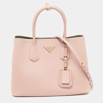 Prada Pink Saffiano Cuir Leather Medium Double Handle Tote