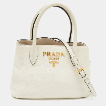 مملوكة مسبقًا Prada Off White Vitello Daino Leather Mini Tote