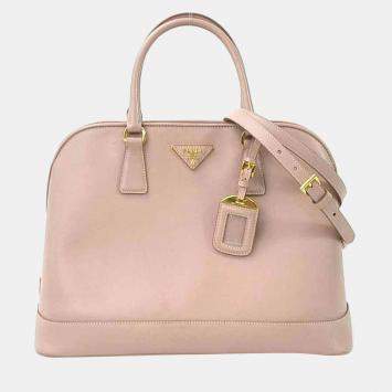 65479 auth PRADA Sabbia beige Saffiano Lux leather PROMENADE Shoulder Bag