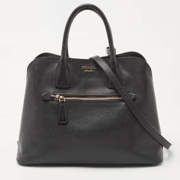 Pre Owned Prada Black Saffiano Leather Promenade Satchel
