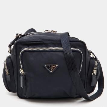 Pre Owned Prada Navy Blue Tessuto Nylon Multipocket Crossbody Bag