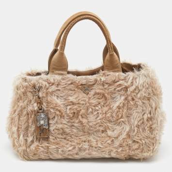 Pre Owned Prada Beige Calfhair and Suede Shopper Tote