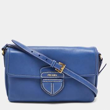 Pre Owned Prada Royal Blue Leather City Clutch