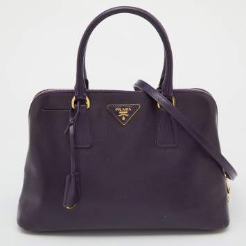 Pre Owned Prada Purple Saffiano Lux Patent Leather Promenade Satchel