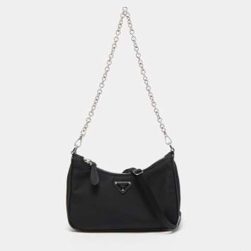 Pre Owned Prada Black Nylon Re-Nylon Crossbody Bag