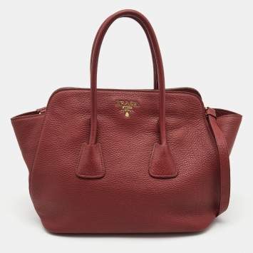 Pre Owned Prada Red Leather Convertible Satchel