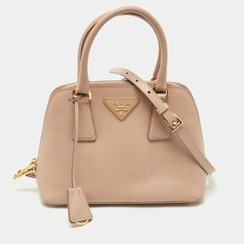 Pre Owned Prada Beige Saffiano Leather Small Promenade Satchel