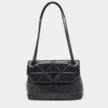Pre Owned Prada Black Quilted Leather Large Spectrum Shoulder Bag