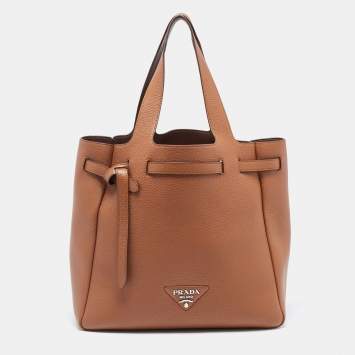 Pre Owned Prada Brown Leather Flou Dynamique Tote